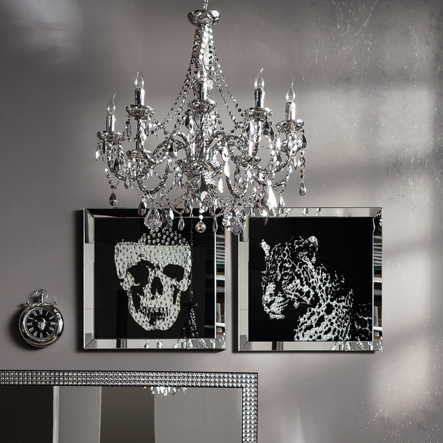 Kare - Picture Frame Mirror Leopard 80x80cm