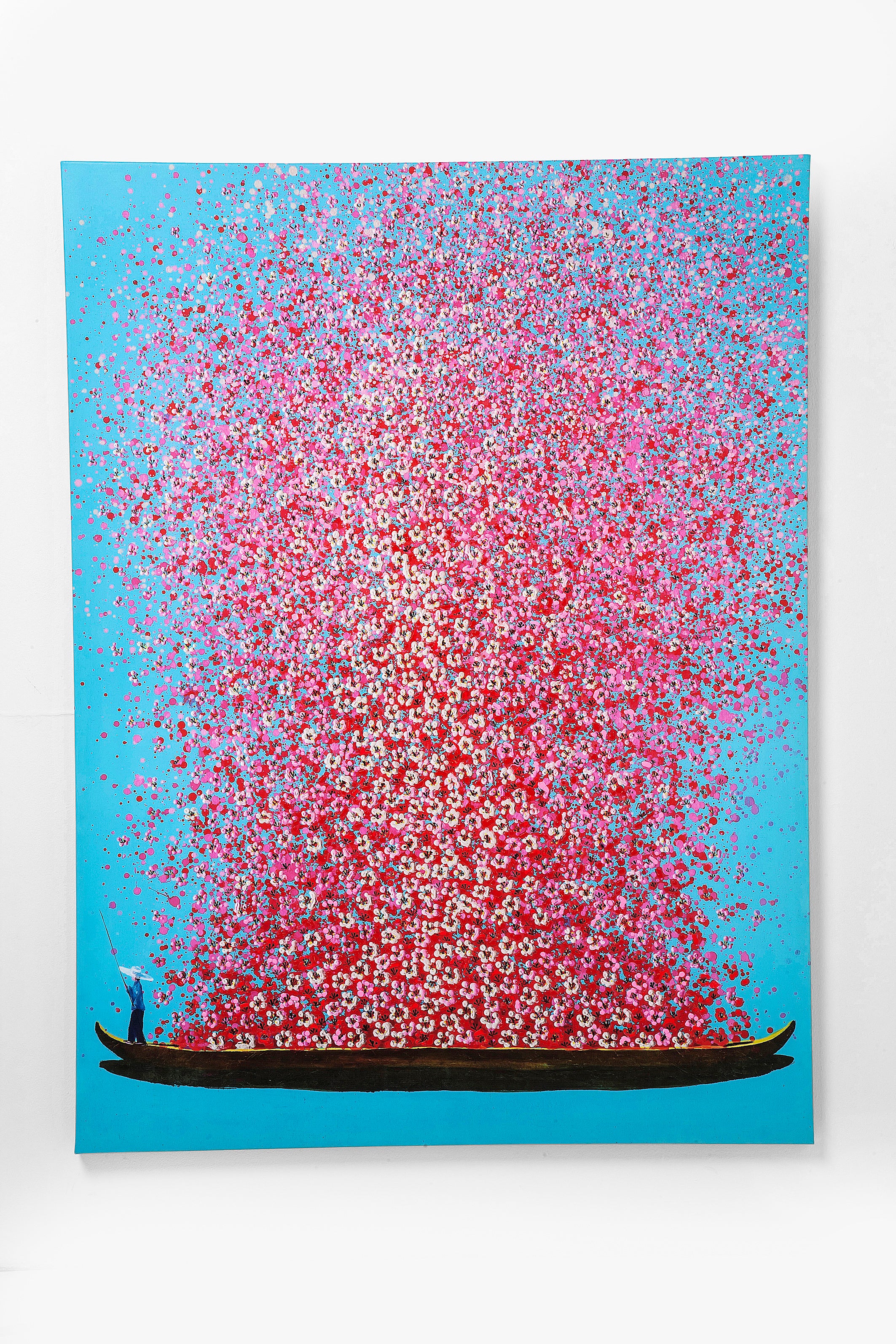 Kare - Canvas Picture Flower Boat Blue Pink 120x160cm