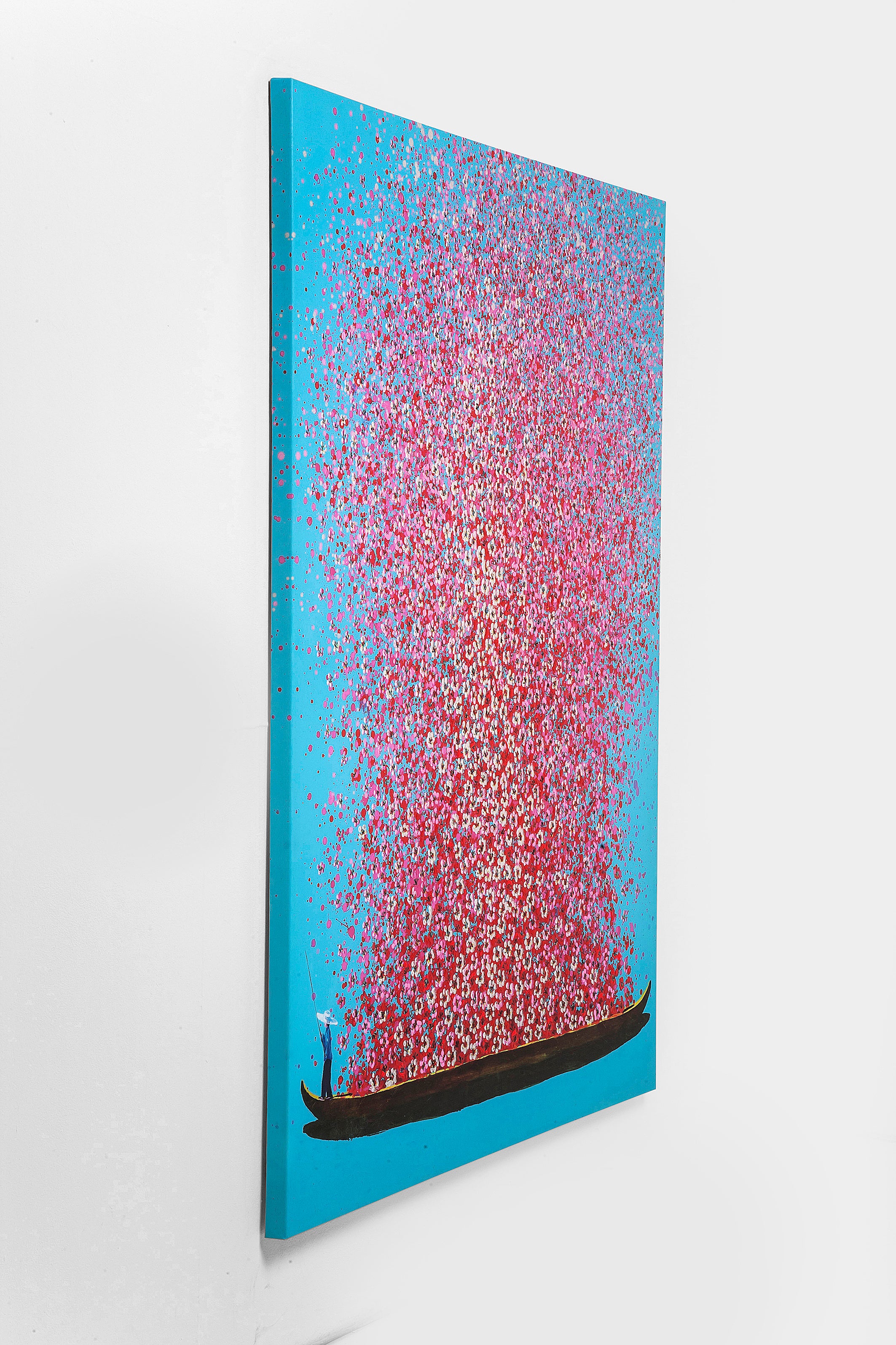 Kare - Canvas Picture Flower Boat Blue Pink 120x160cm