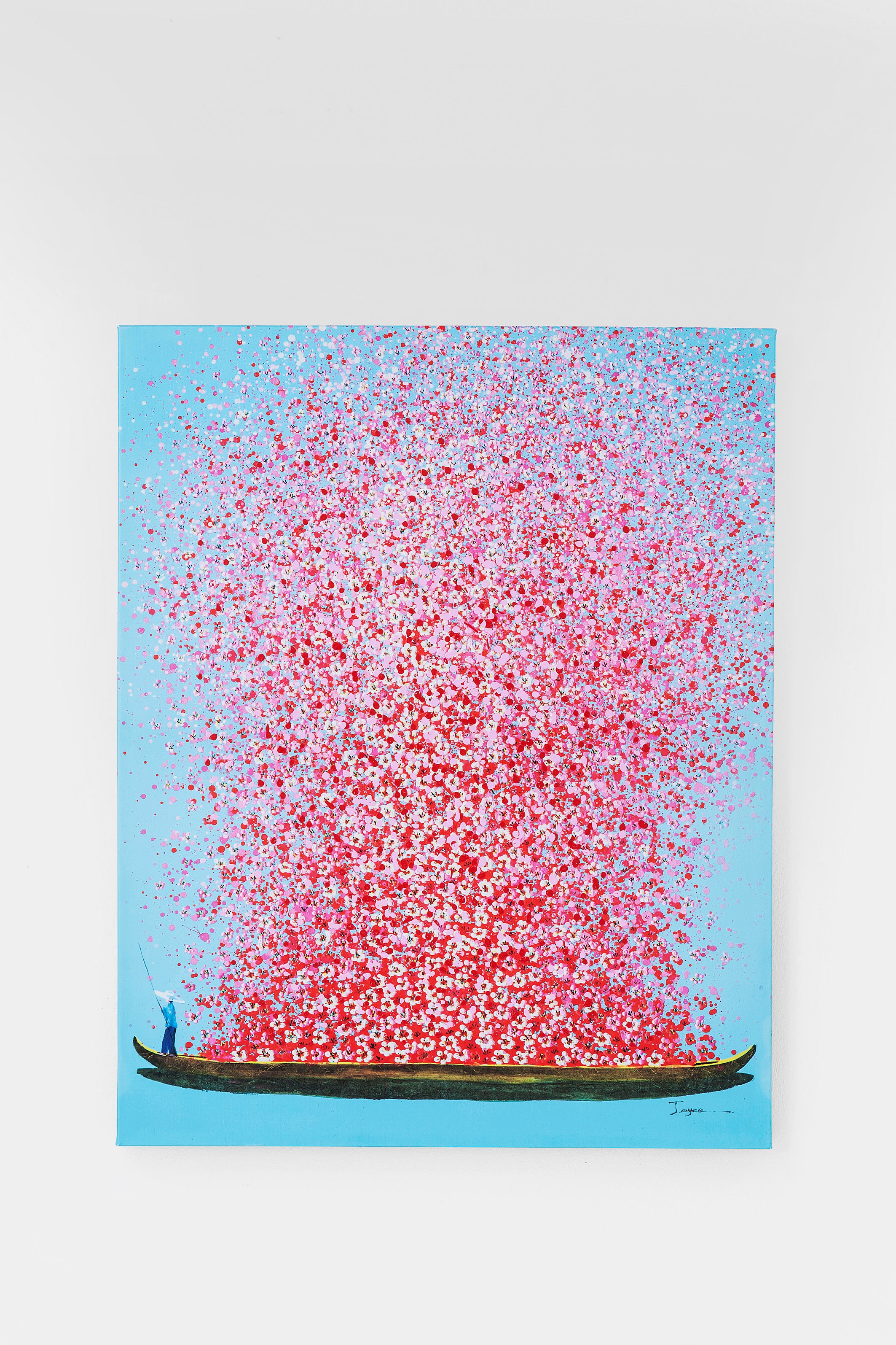 Kare - Canvas Picture Flower Boat Blue Pink 80x100cm