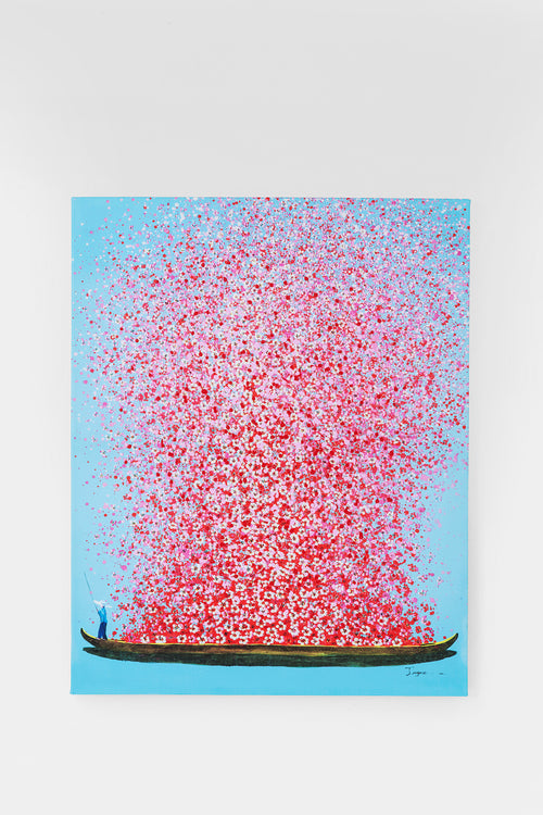 Kare - Canvas Picture Flower Boat Blue Pink 80x100cm