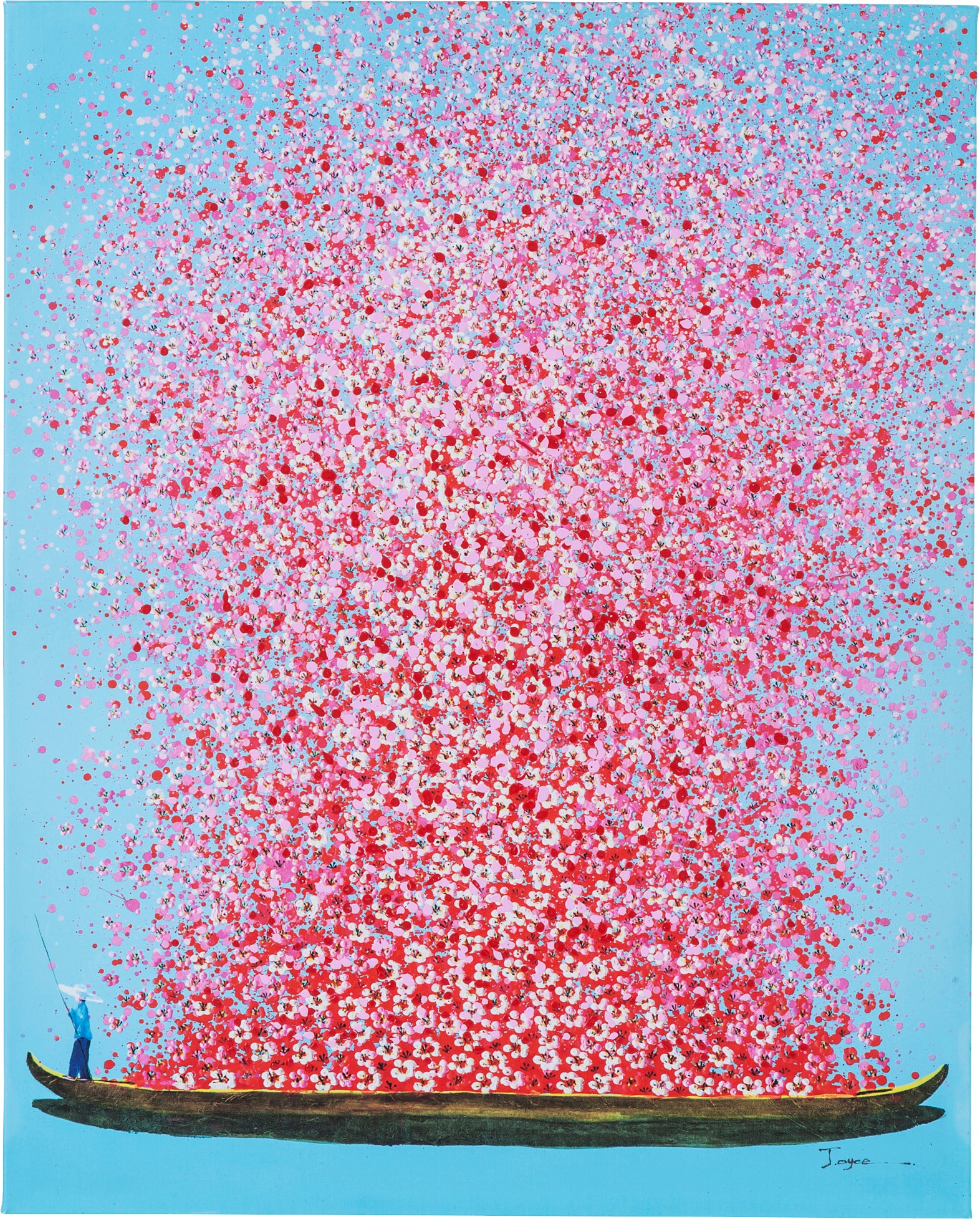 Kare - Canvas Picture Flower Boat Blue Pink 80x100cm