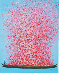 Kare - Canvas Picture Flower Boat Blue Pink 80x100cm