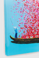 Kare - Canvas Picture Flower Boat Blue Pink 80x100cm