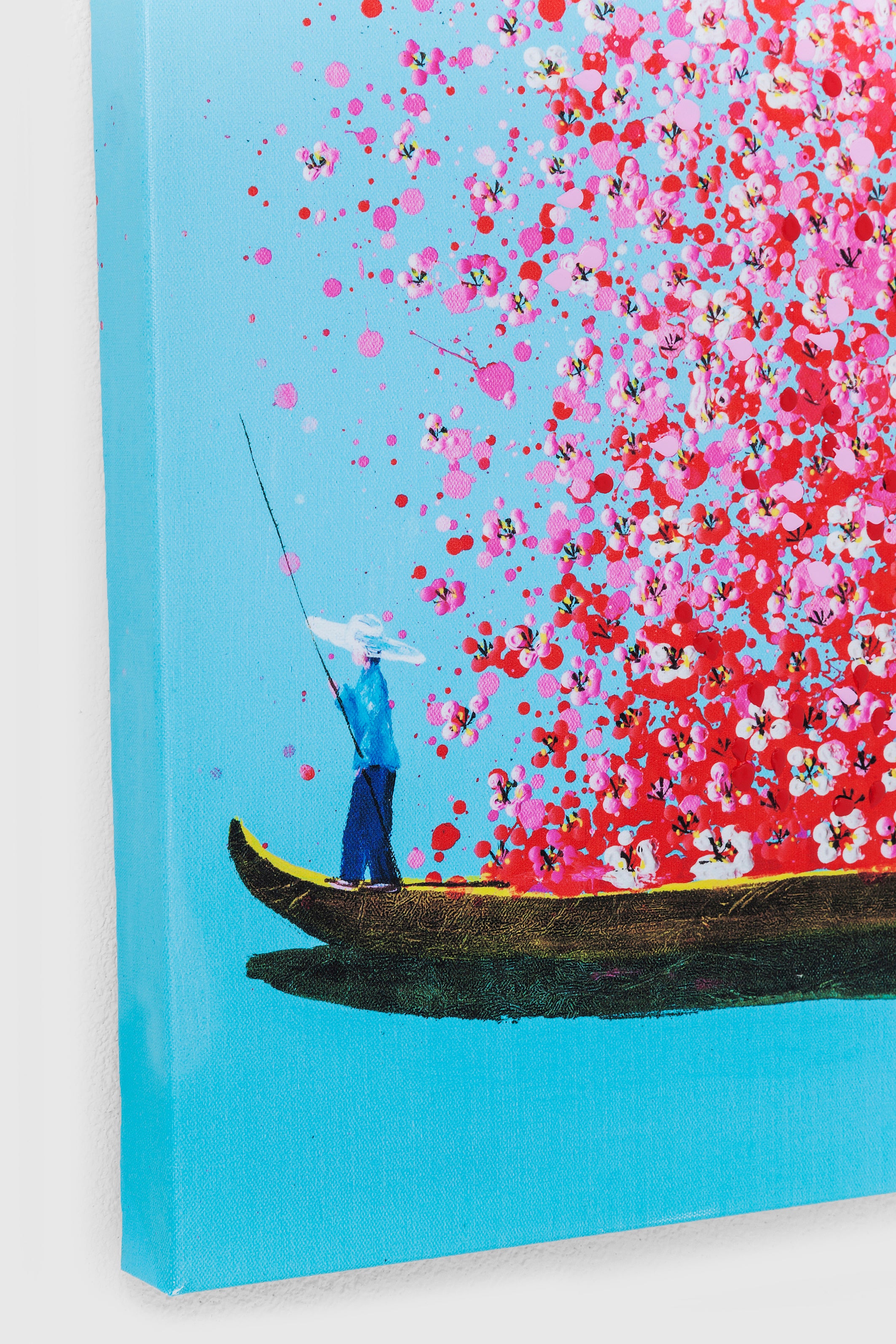 Kare - Canvas Picture Flower Boat Blue Pink 80x100cm
