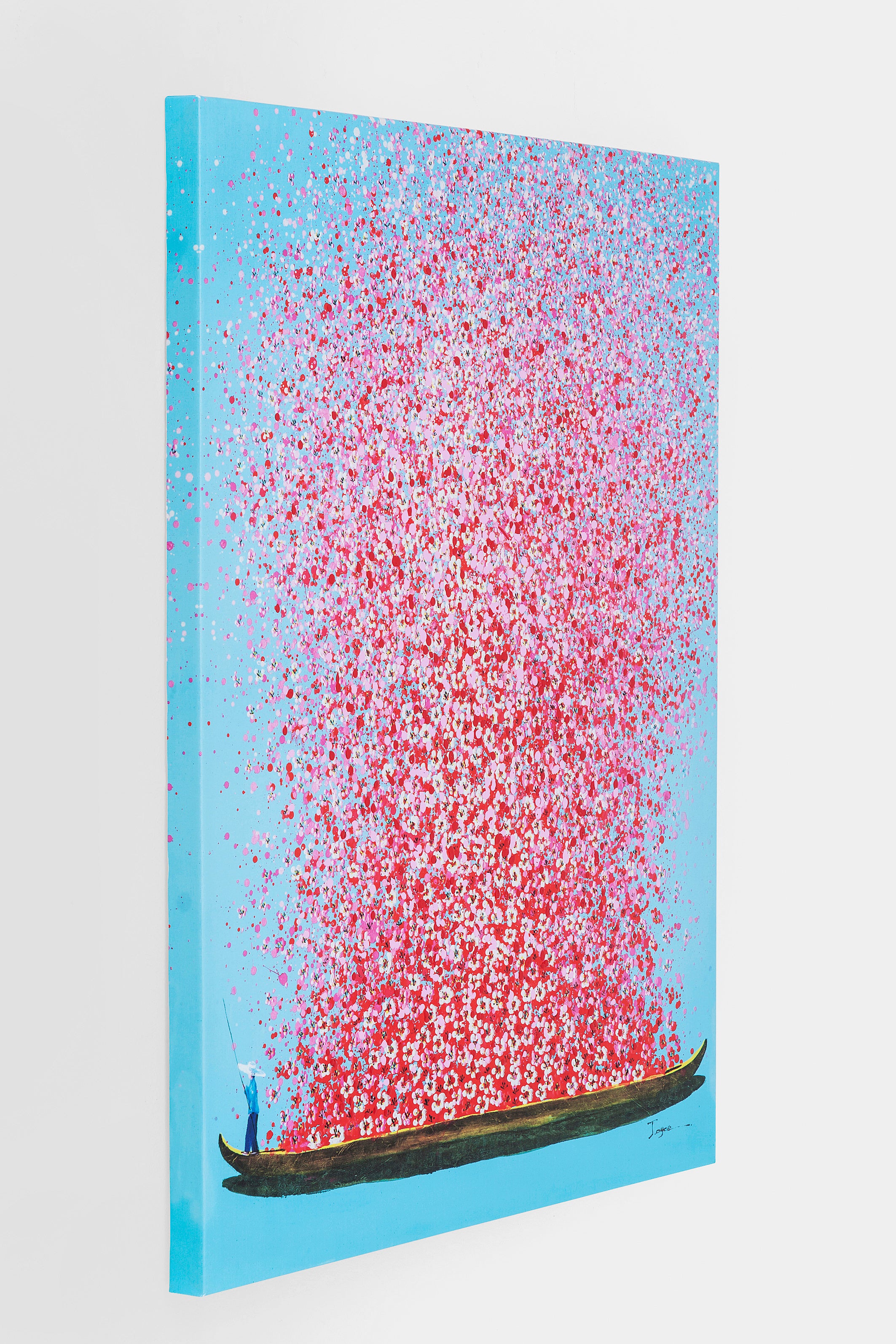 Kare - Canvas Picture Flower Boat Blue Pink 80x100cm