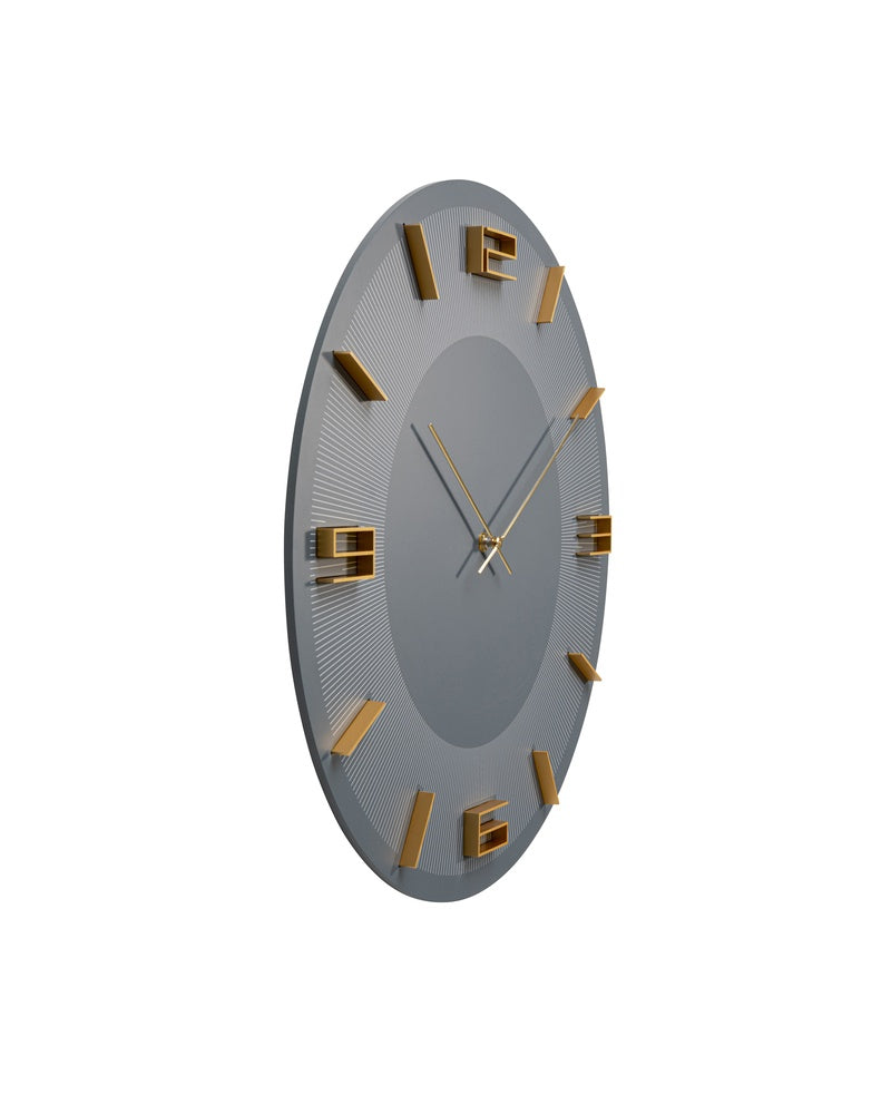 Kare - Wall Clock Leonardo Grey/Gold Ø49cm