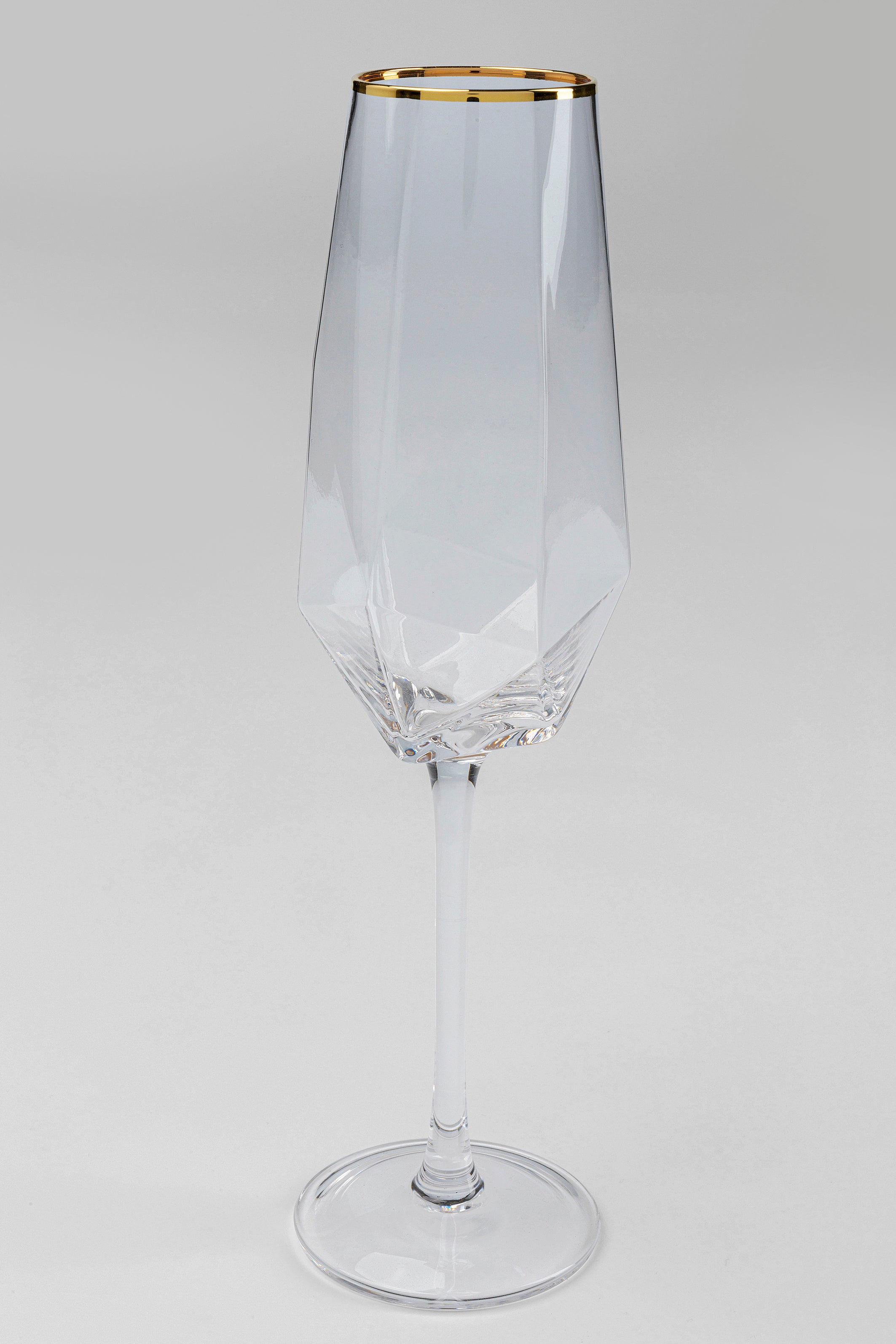 Kare - Champagne Glass Diamond Gold Rim