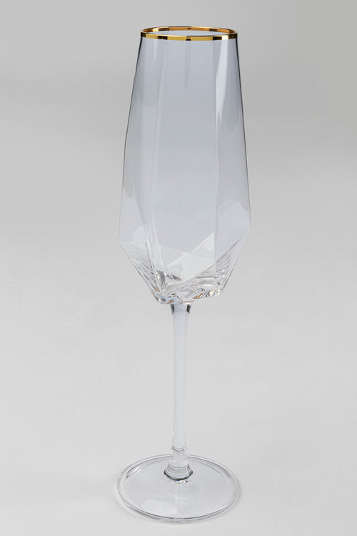 Kare - Champagne Glass Diamond Gold Rim