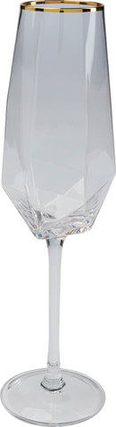 Kare - Champagne Glass Diamond Gold Rim