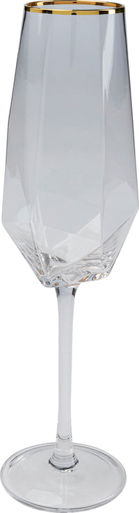 Kare - Champagne Glass Diamond Gold Rim
