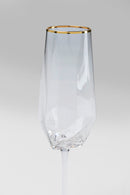 Kare - Champagne Glass Diamond Gold Rim