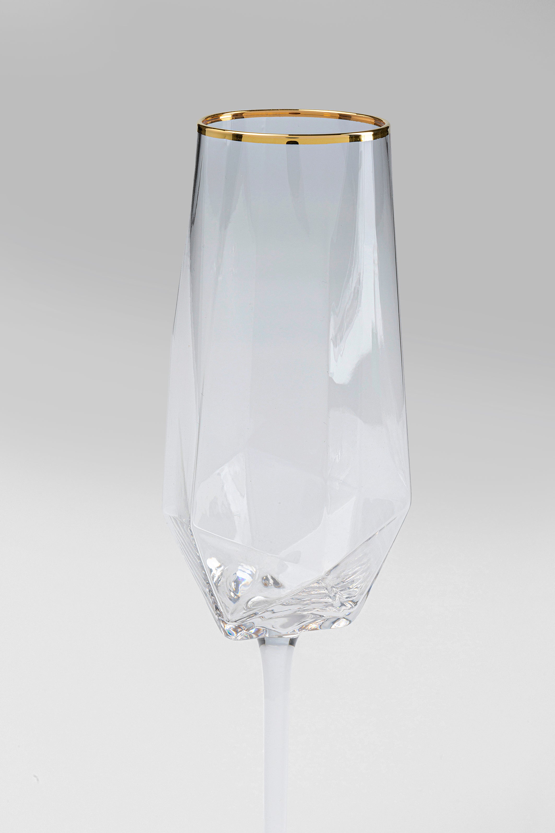 Kare - Champagne Glass Diamond Gold Rim