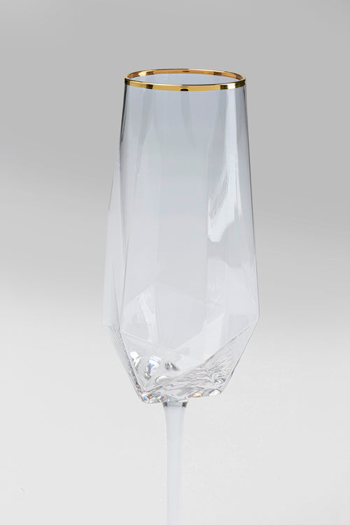 Kare - Champagne Glass Diamond Gold Rim