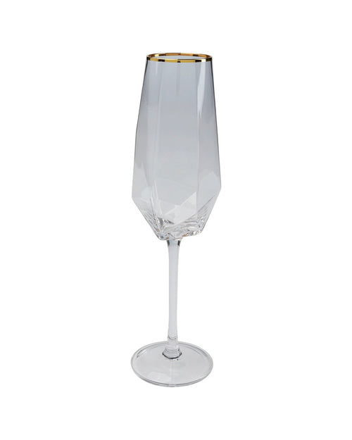 Kare - Champagne Glass Diamond Gold Rim