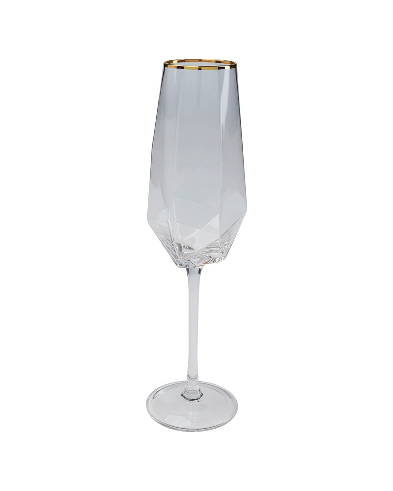 Kare - Champagne Glass Diamond Gold Rim