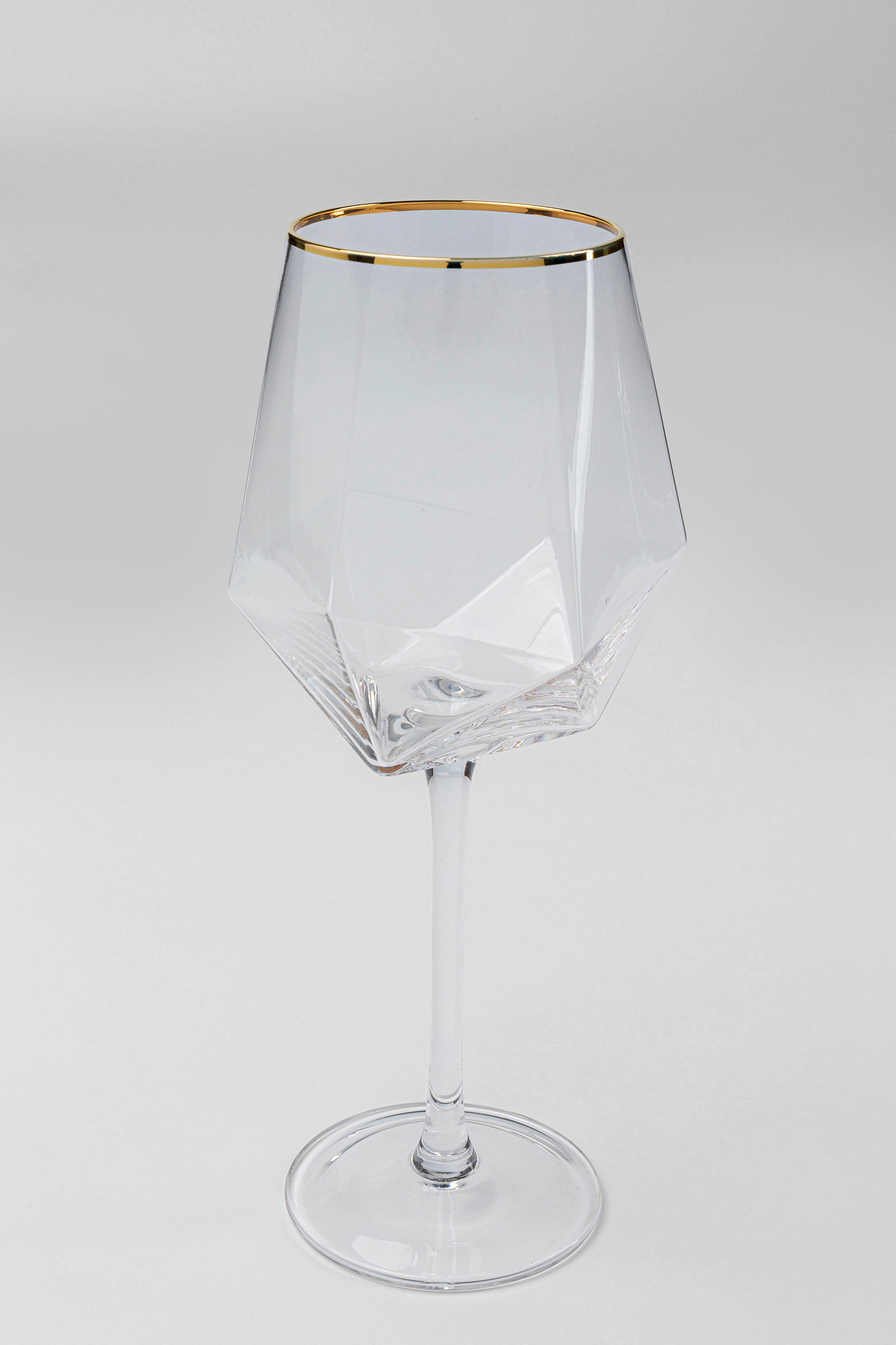 Kare - Wine Glass Diamond Gold Rim
