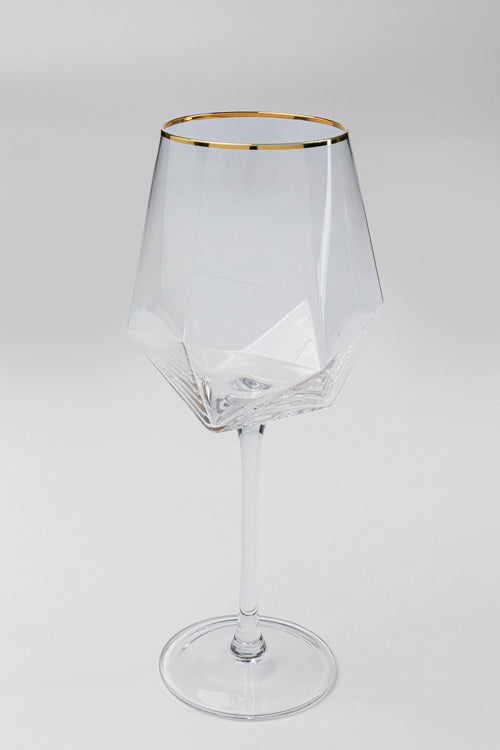 Kare - Wine Glass Diamond Gold Rim