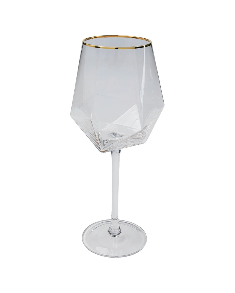 Kare - Wine Glass Diamond Gold Rim