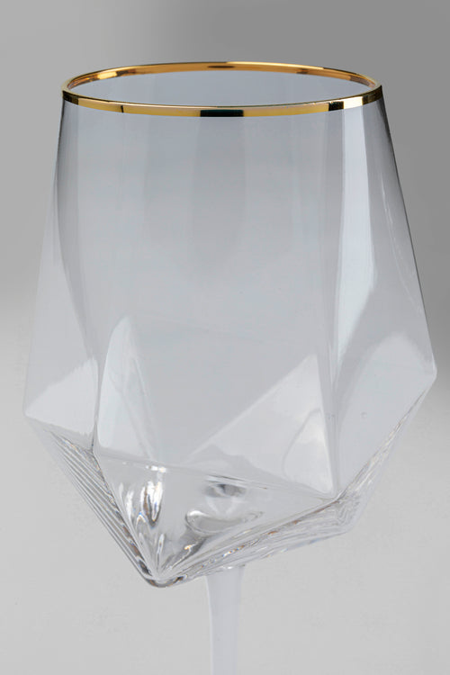 Kare - Wine Glass Diamond Gold Rim