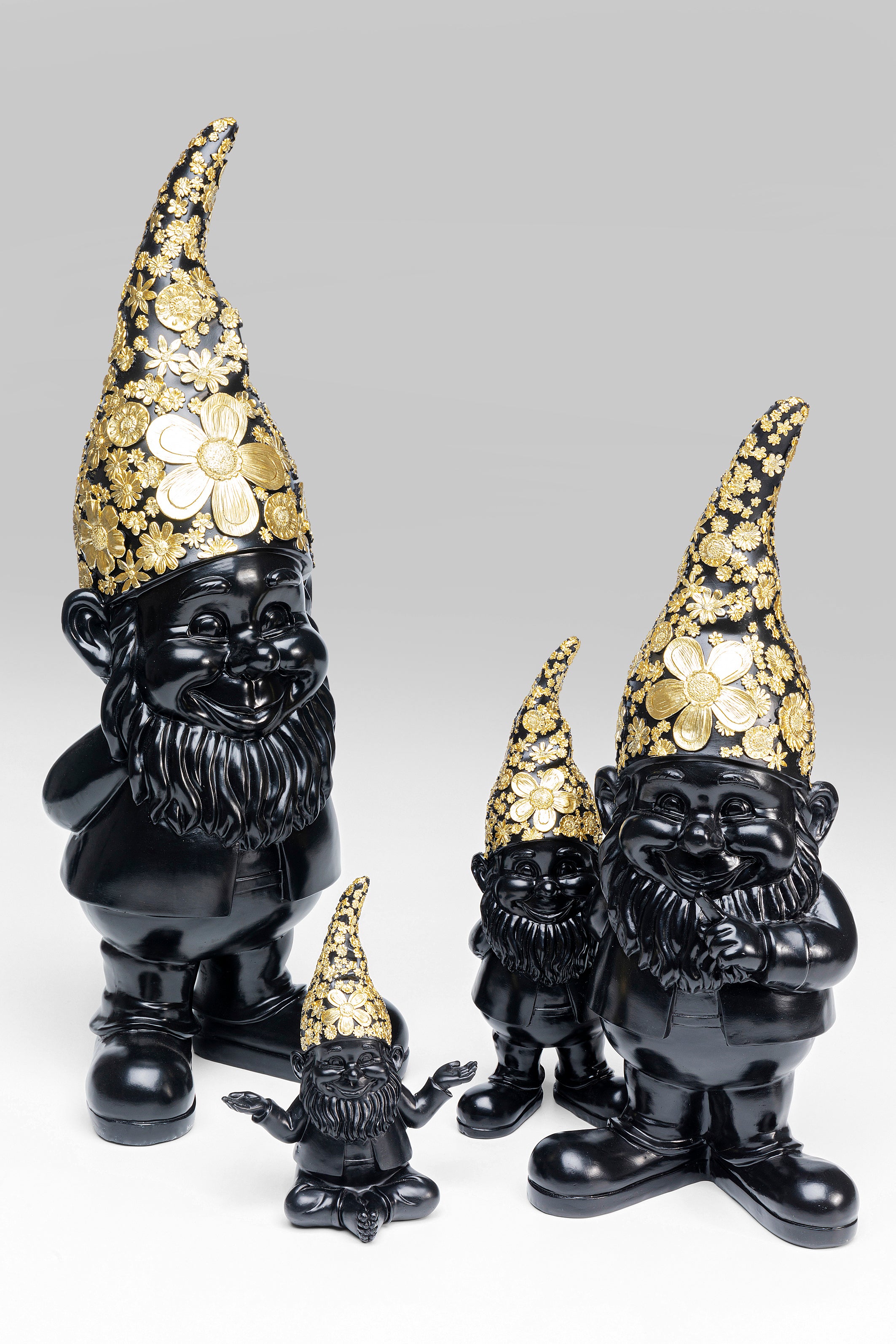 Kare - Deco Figurine Gnome Standing Black Gol