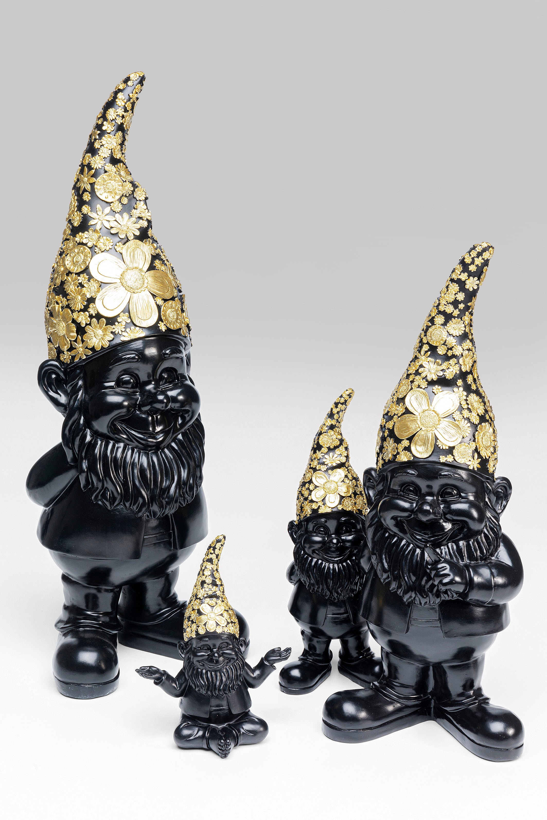 Kare - Deco Figurine Gnome Standing Black Gol