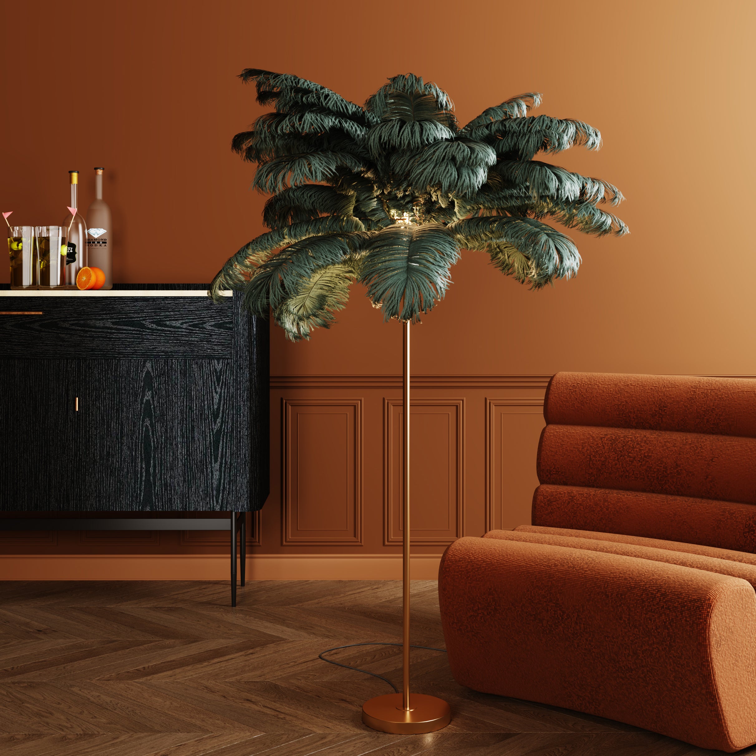 Kare - Floor Lamp Feather Palm Green 165cm