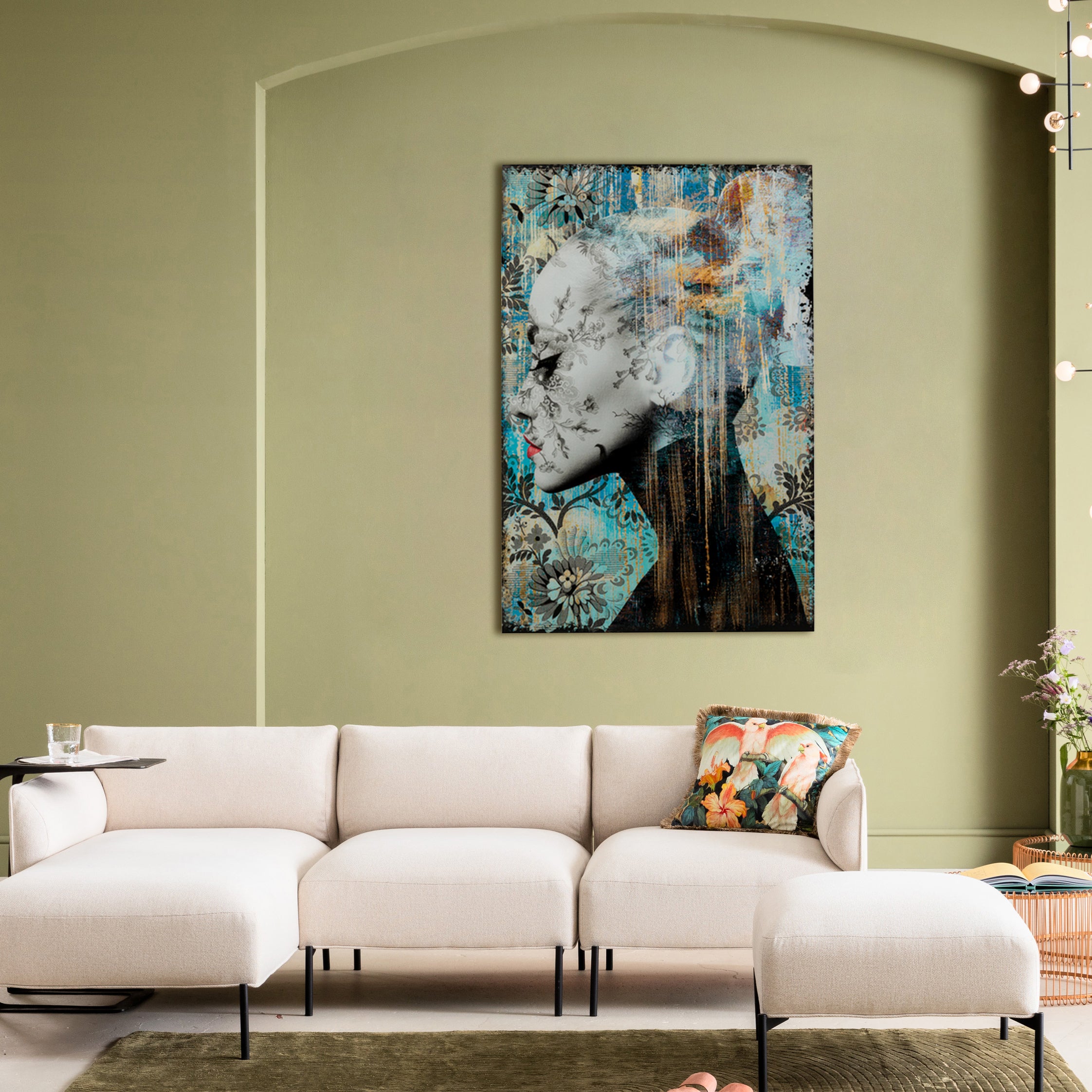 Kare - Glass Picture Lady Flower 100x150cm