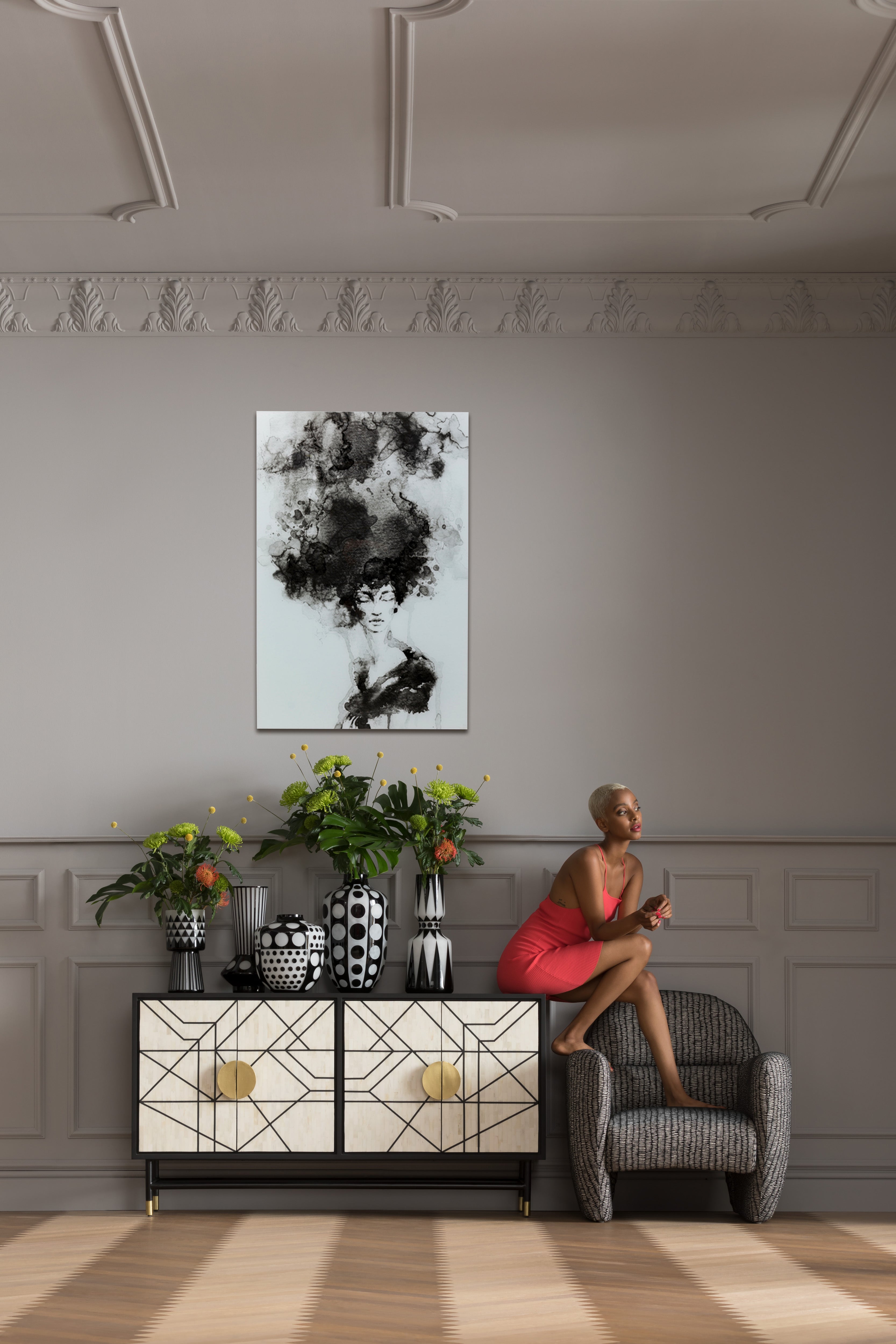 Kare - Glass Picture Smokey Hair 100x150cm