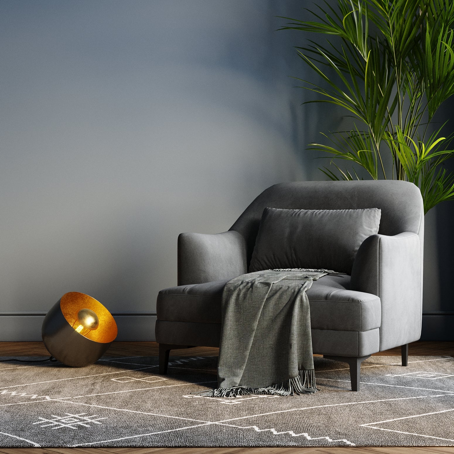 Kare - Floor Lamp Apollon Smooth Graphite Ø28cm