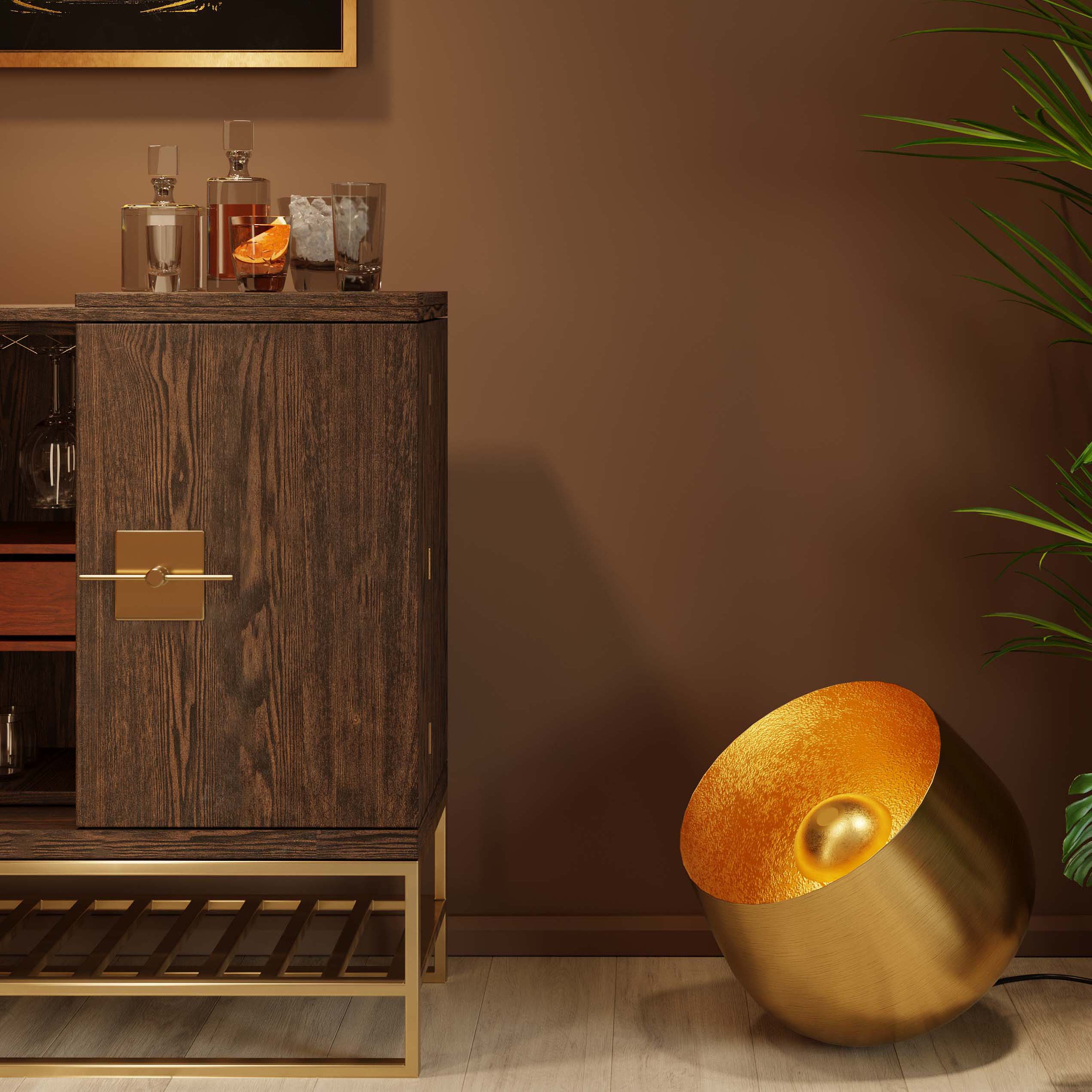 Kare - Floor Lamp Apollon Smooth Gold Ø50cm