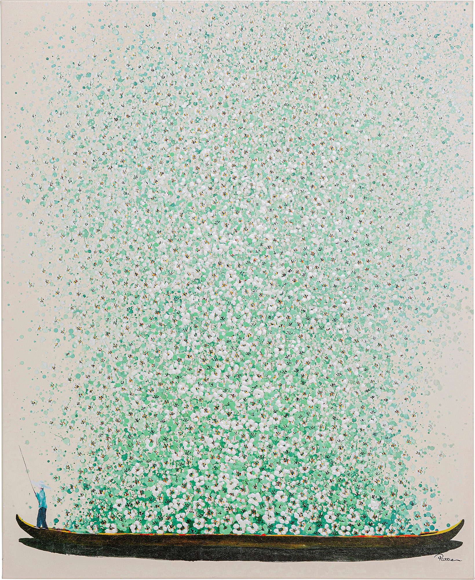 Kare - Canvas Picture Flower Boat Beige Green