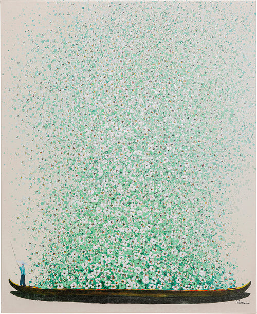 Kare - Canvas Picture Flower Boat Beige Green
