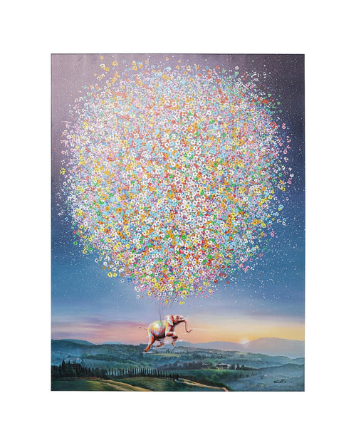 Kare - Canvas Picture Flying Elephant At Night 120x160cm