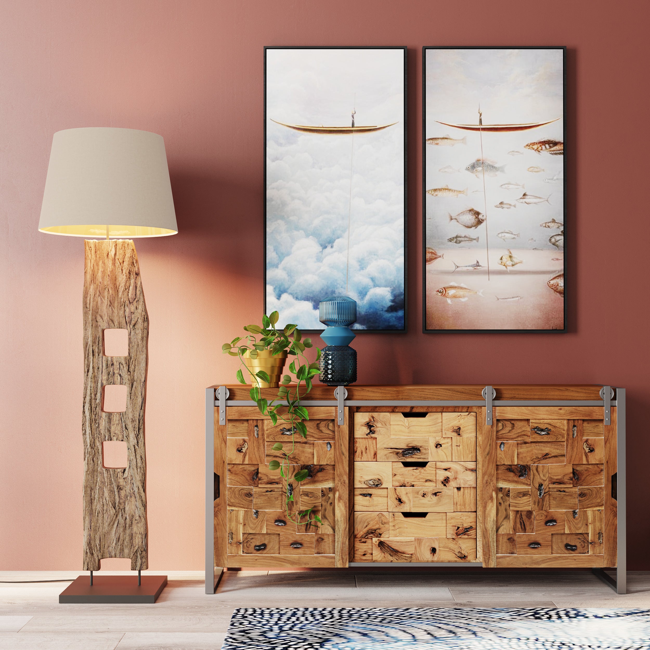 Kare - Framed Picture Cloud Fisherman Boat 60
