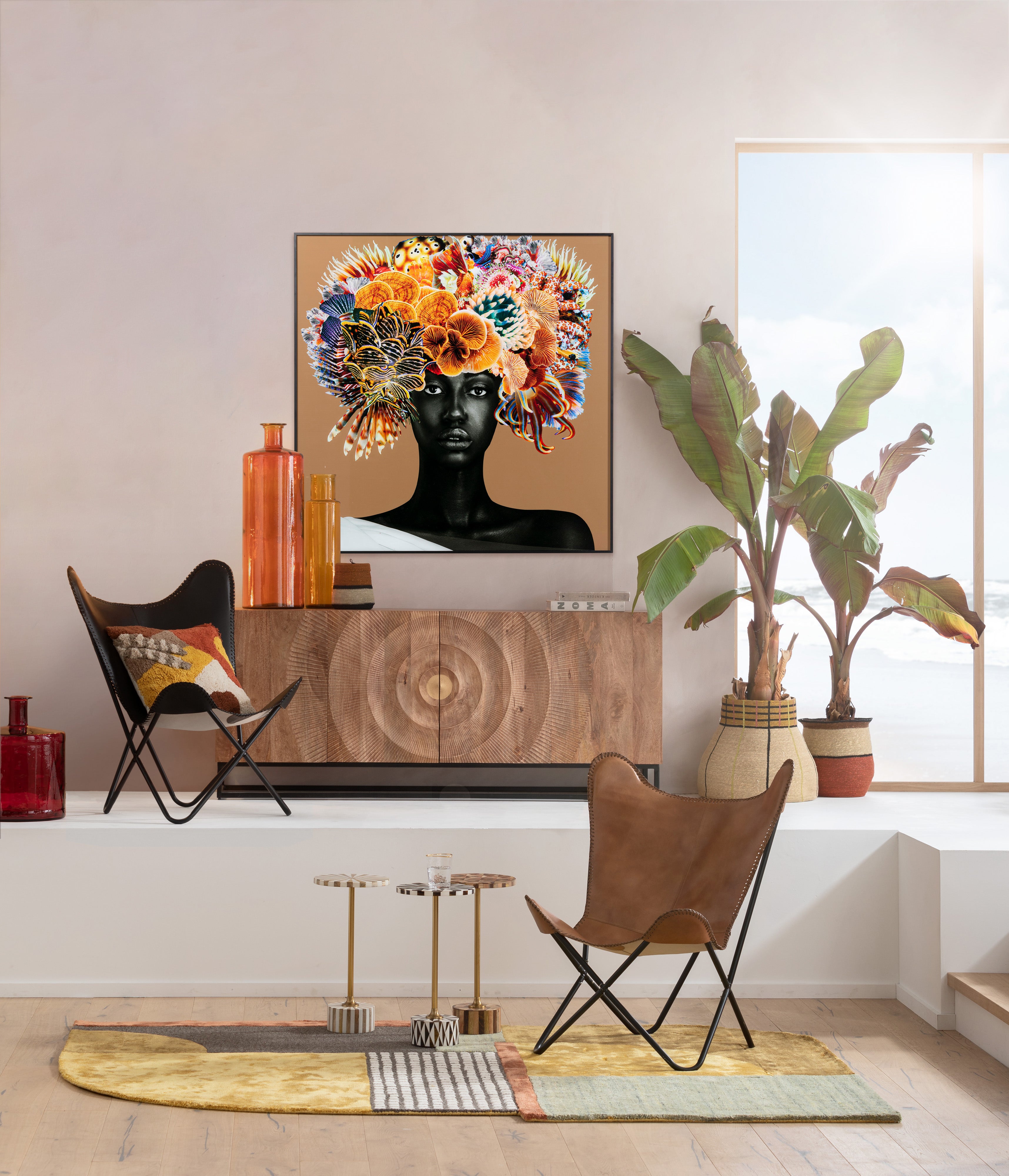 Kare - Framed Picture Flower Hair 120x120cm