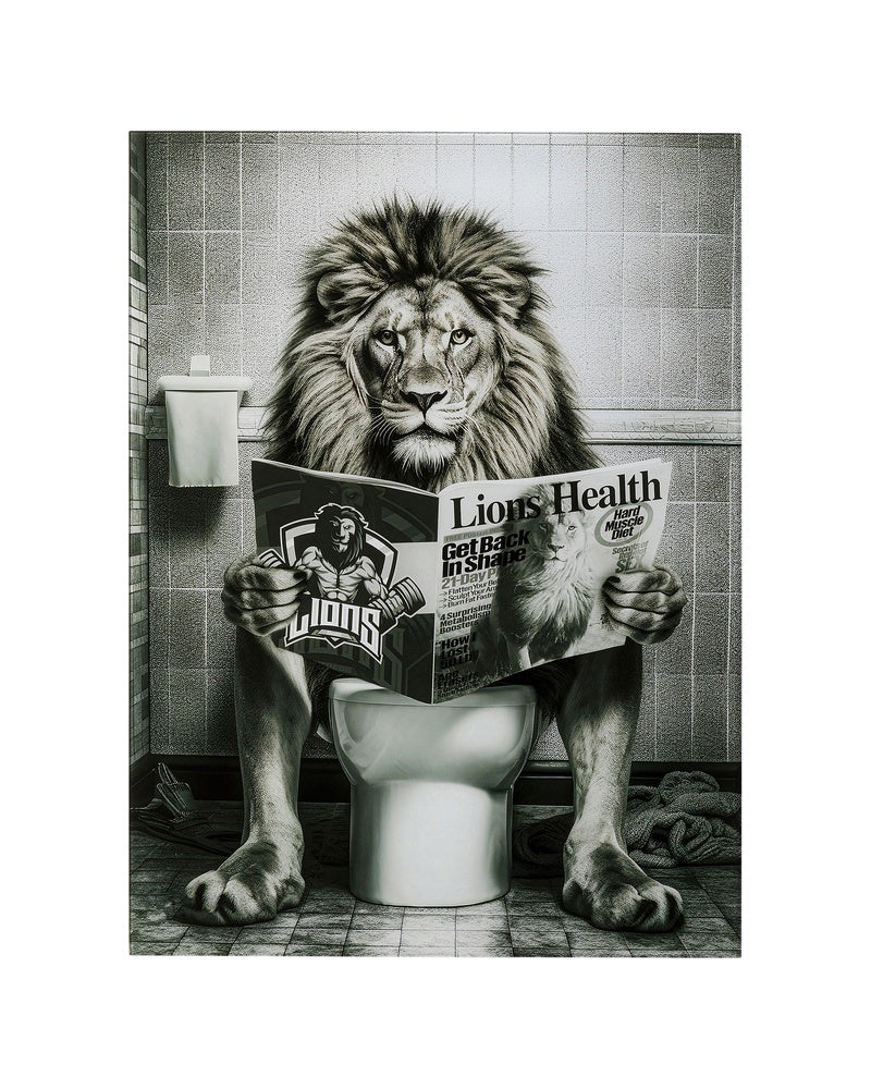 Kare - Glass Picture Bath Lion 60x80cm