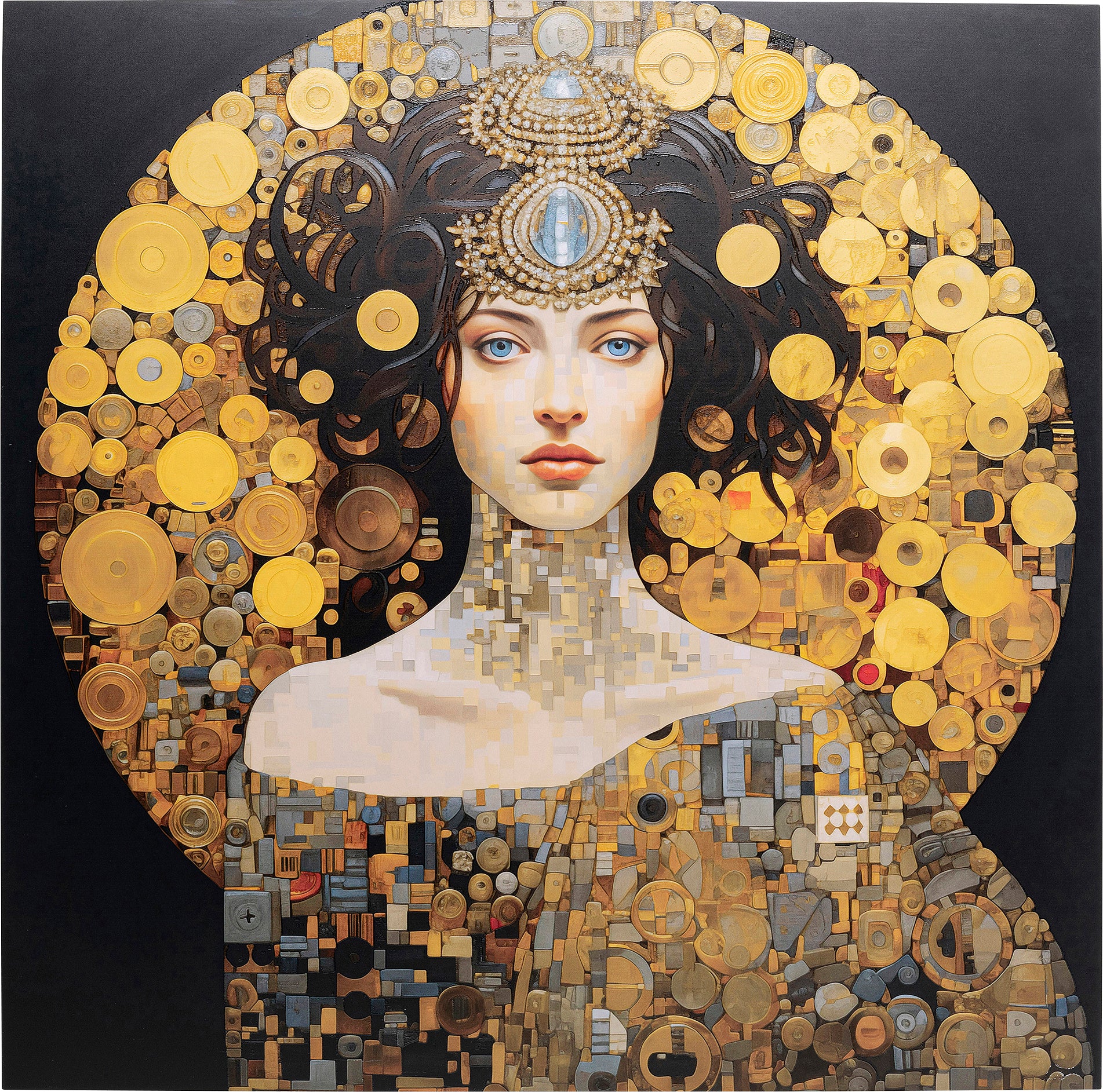 Kare - Glass Picture Art Nouveau Lady 3D 120x120cm