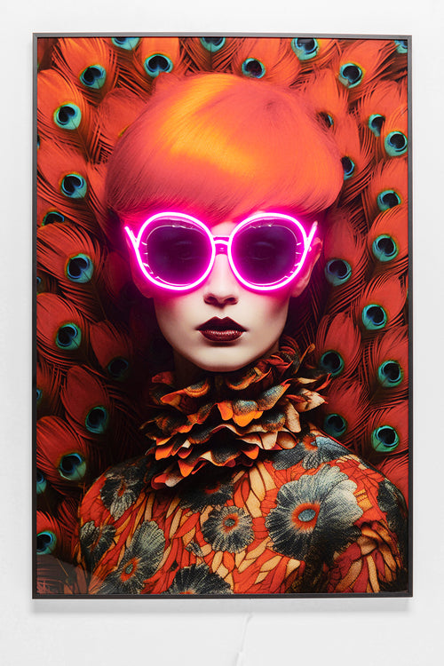 Kare - Framed Picture LED Fancy Red Lady 120x80cm