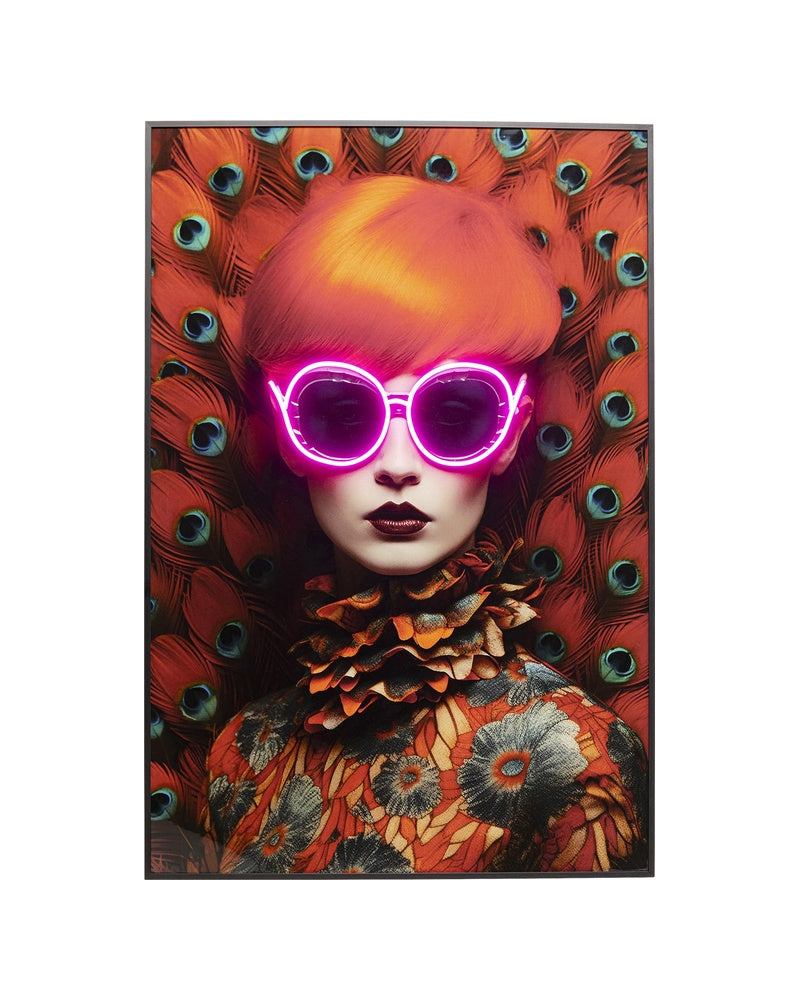 Kare - Framed Picture LED Fancy Red Lady 120x80cm