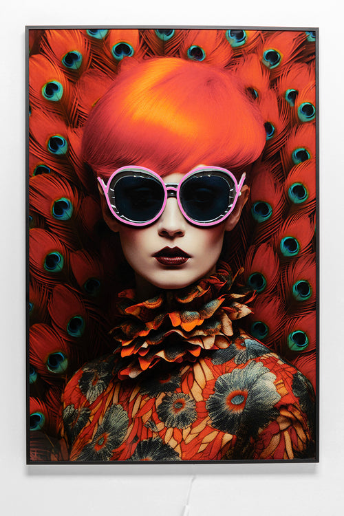 Kare - Framed Picture LED Fancy Red Lady 120x80cm