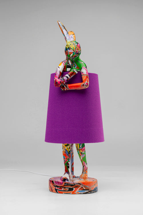 Kare - Table Lamp Animal Rabbit Graffiti/Purple 50cm