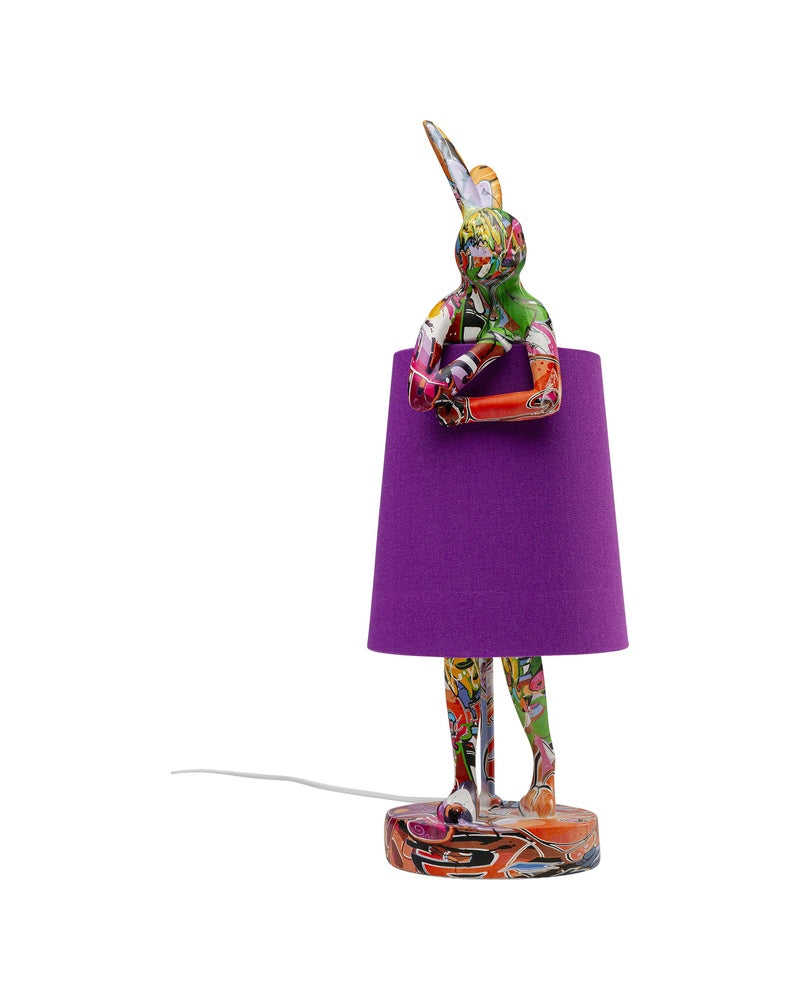 Kare - Table Lamp Animal Rabbit Graffiti/Purple 50cm