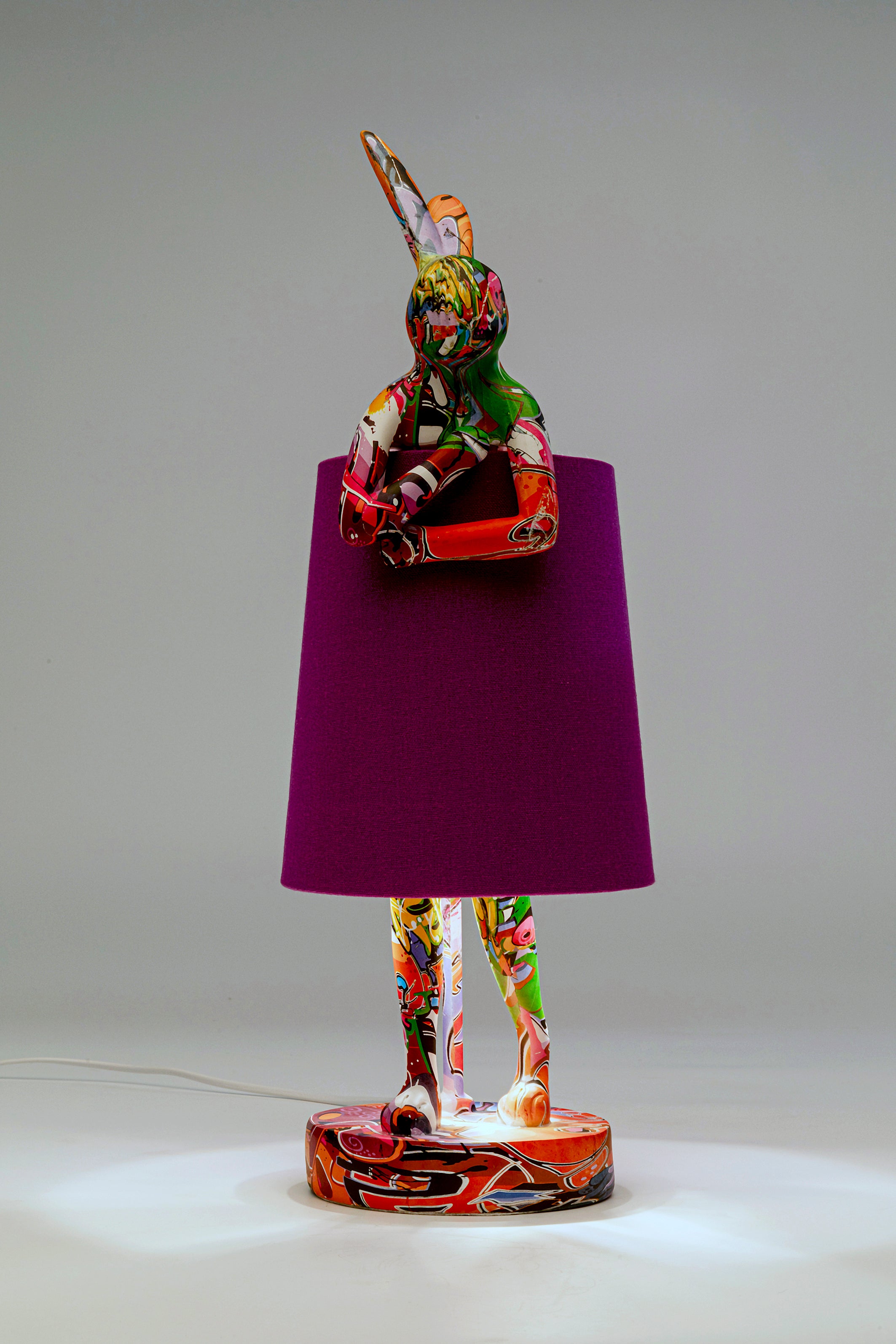 Kare - Table Lamp Animal Rabbit Graffiti/Purple 50cm