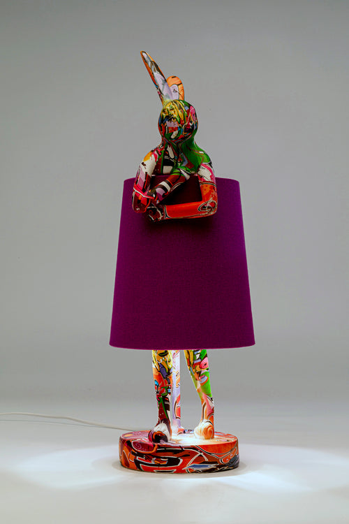 Kare - Table Lamp Animal Rabbit Graffiti/Purple 50cm