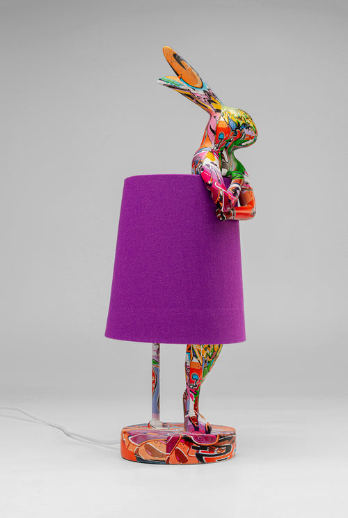 Kare - Table Lamp Animal Rabbit Graffiti/Purple 50cm