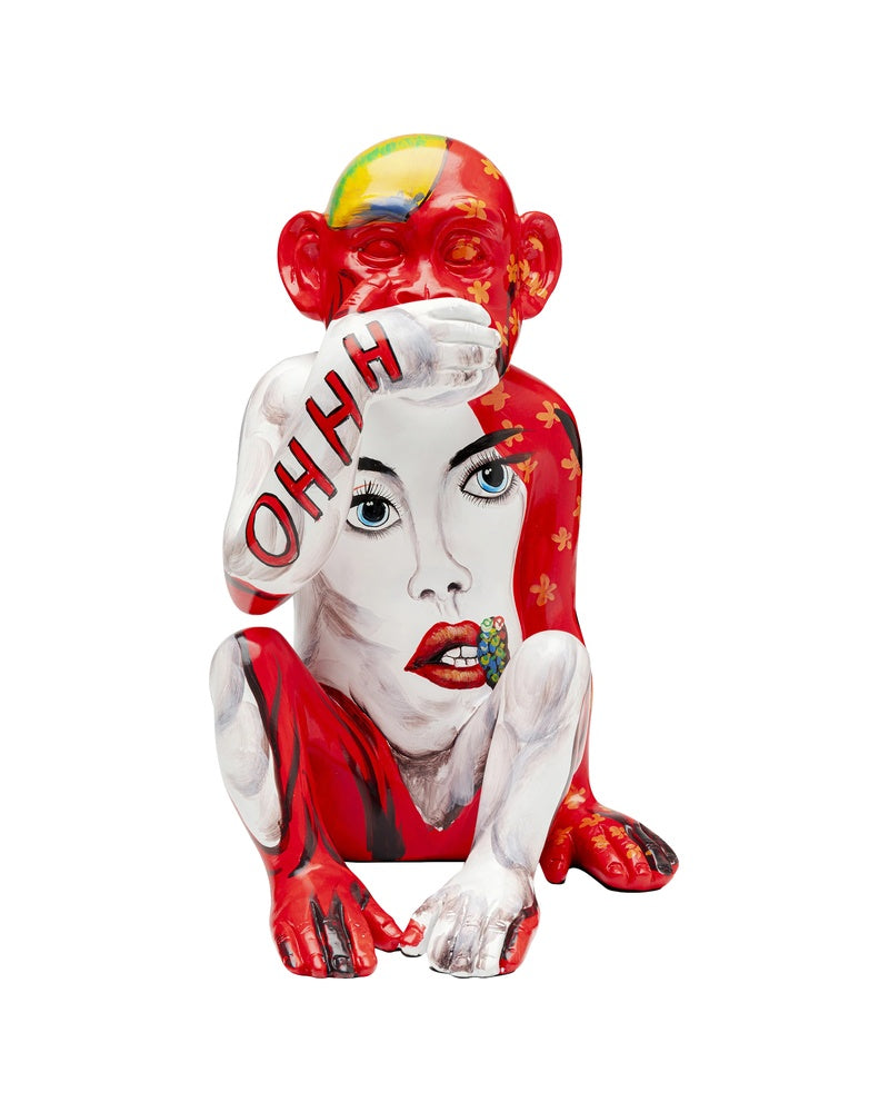 Kare - Deco Figurine Graffiti Monkey Red 39cm
