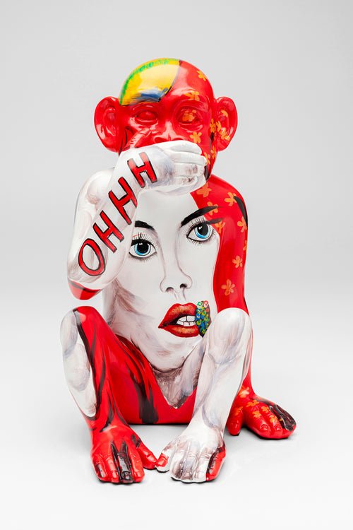 Kare - Deco Figurine Graffiti Monkey Red 39cm