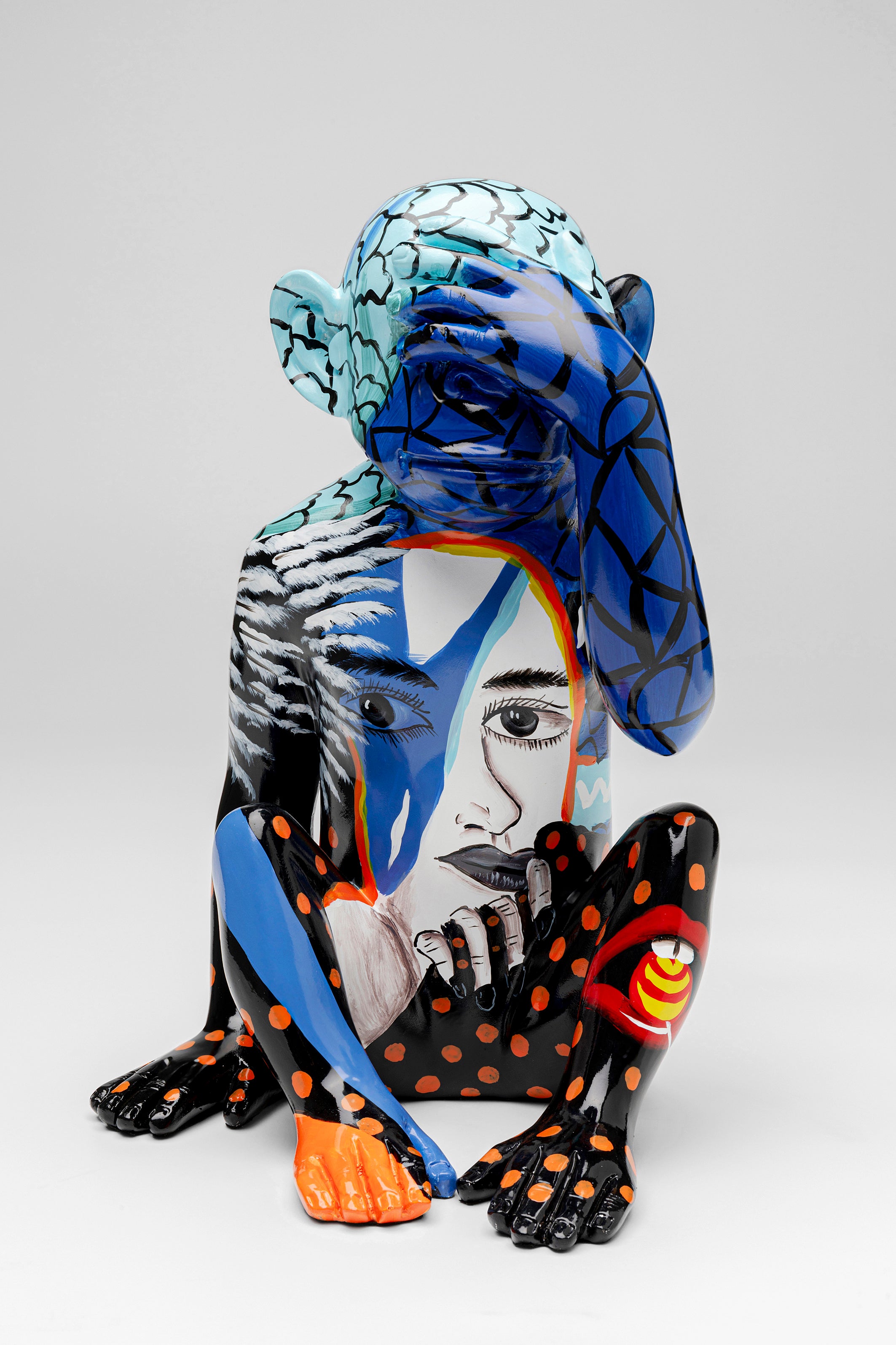 Kare - Deco Figurine Graffiti Monkey Blue 39cm