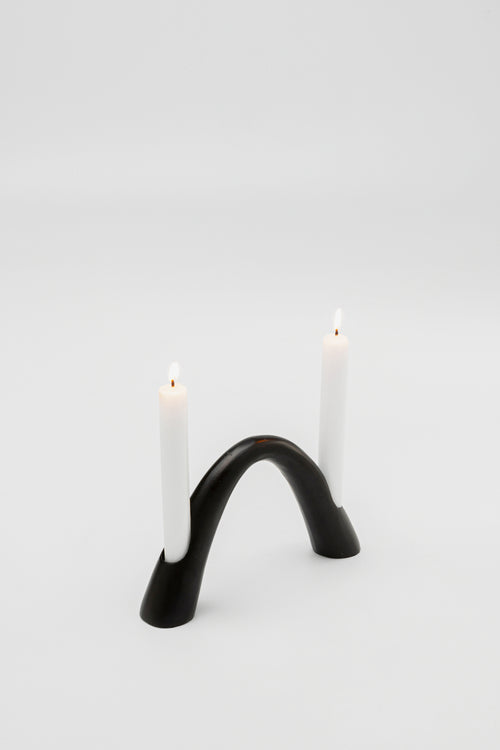 Kare - Candle Holder Bow Duo Black 13cm